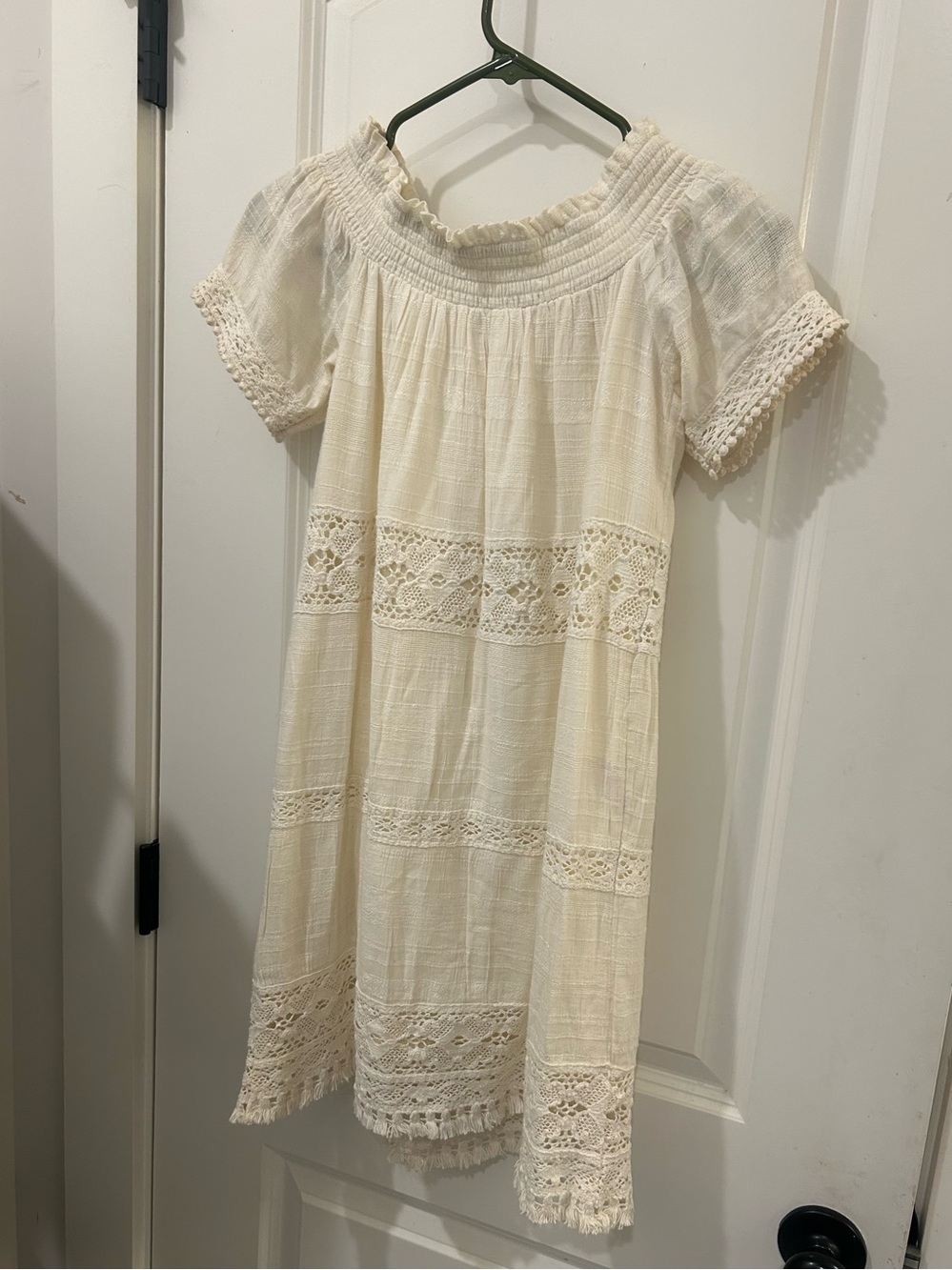 American Eagle Ivory Boho Crochet Lace Off Shoulder Dress XS